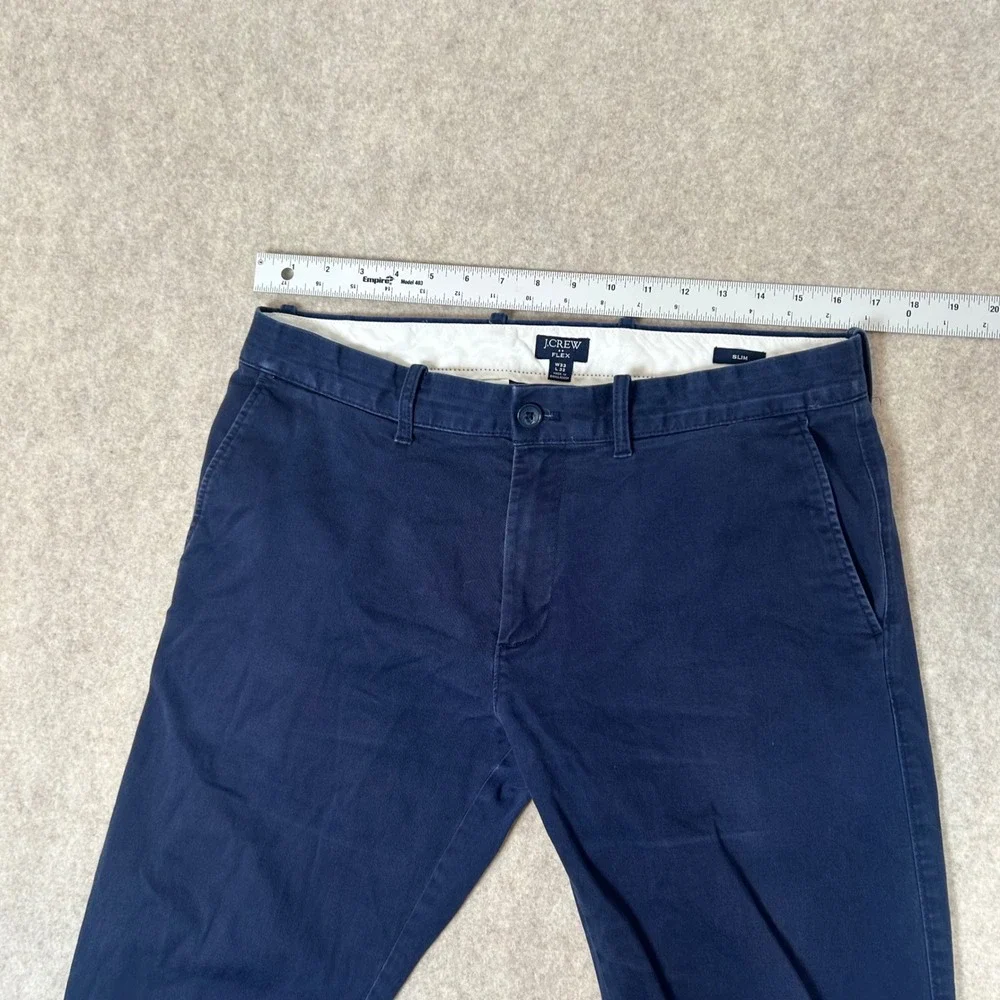 J.Crew Flex Chino Pants Mens 33x32 Navy Blue Slim Fit Stretch Cotton